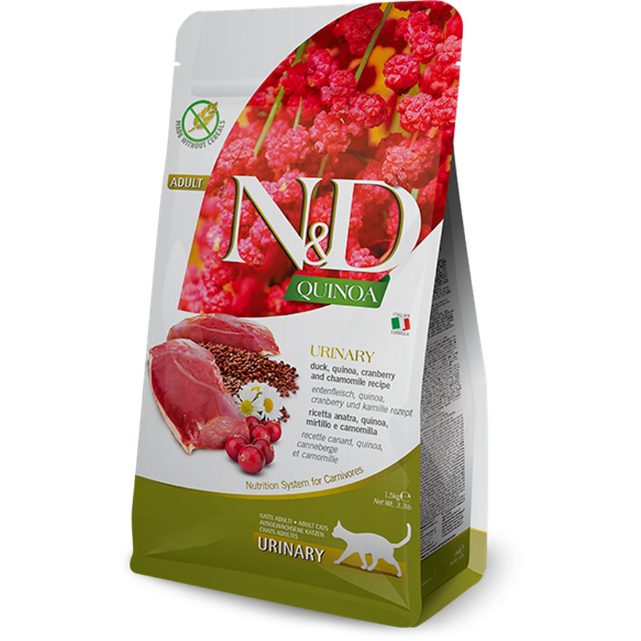 FARMINA N&D Quinoa Urinary Canard Croquettes pour Chat Adulte 1,5kg