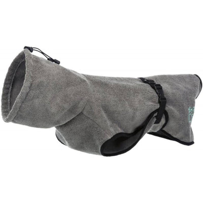 TRIXIE Peignoir Serviette pour Chien Gris Taille L Dos 60 cm Tissu Éponge Réglable