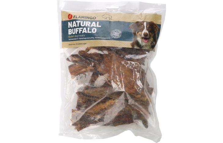 FLAMINGO Oesophage de Buffle Plat Friandise Naturelle Séchée Chien 500g