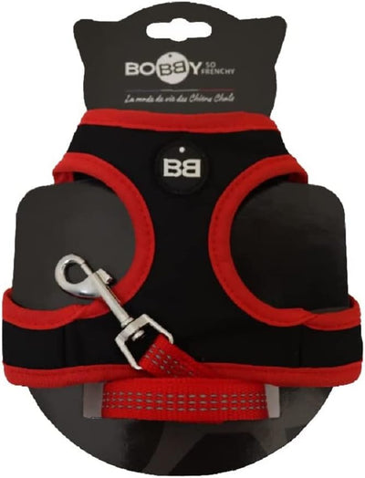 BOBBY Ensemble Laisse et Harnais Réglable Réfléchissant Rouge Chat XS