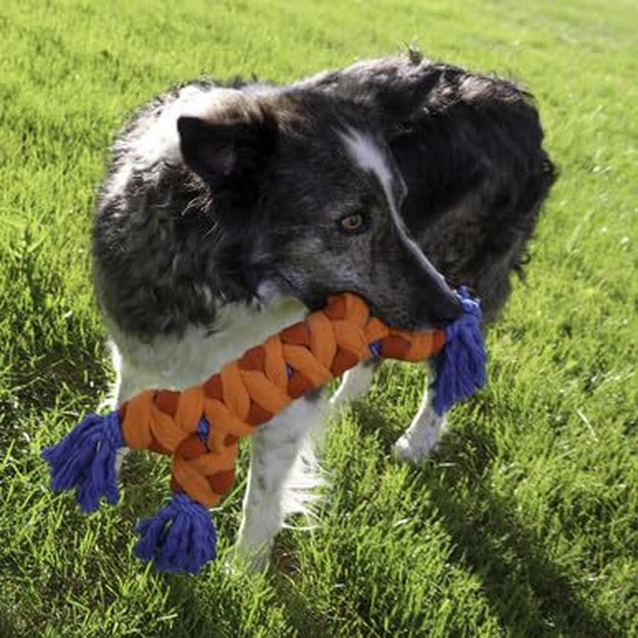 KONG Rope Rally Bone Medium Jouet Interactif pour Chien Corde et Molleton Taille M