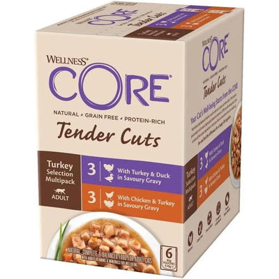 WELLNESS CORE Tender Cuts Nourriture humide pour Chat Sélection de Dinde 6x85g