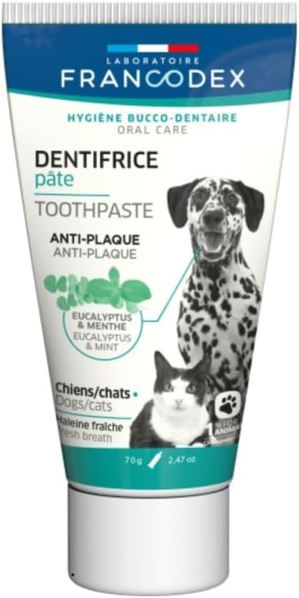 FRANCODEX Dentifrice Pâte pour Chiens et Chats Eucalyptus Menthe Grenade 70g
