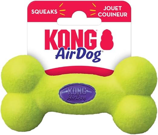 KONG AirDog Squeaker Jouet pour Chien Balle de Tennis Non Abrasive avec Couineur Jaune Tailles S M L