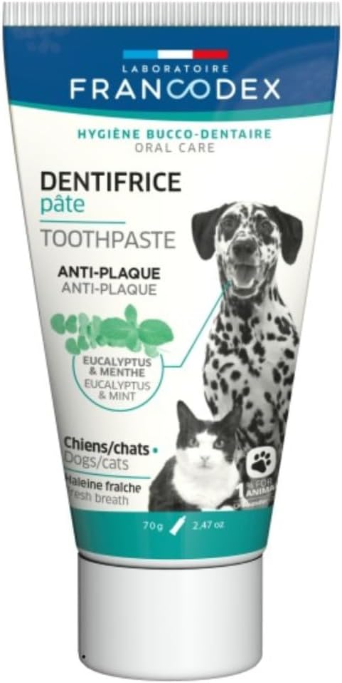 FRANCODEX Dentifrice Pâte pour Chiens et Chats Eucalyptus Menthe Grenade 70g