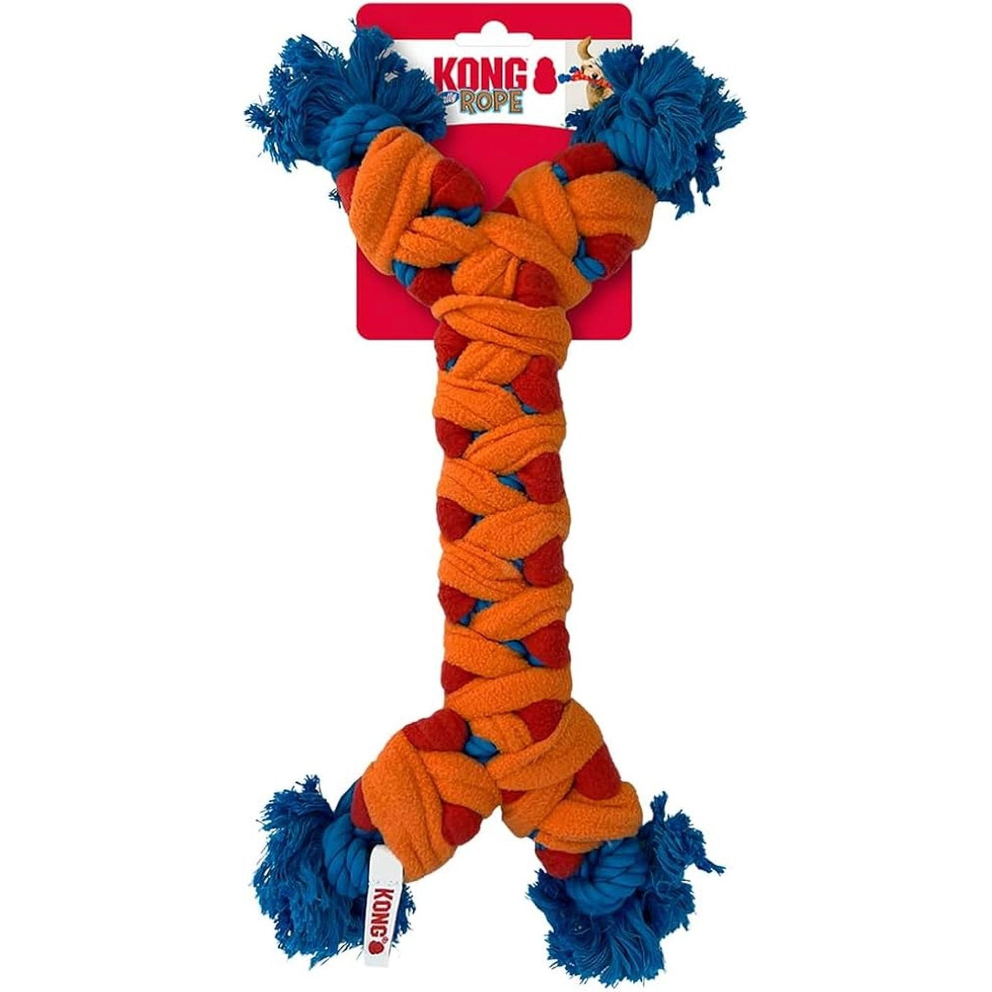 KONG Rope Rally Bone Medium Jouet Interactif pour Chien Corde et Molleton Taille M
