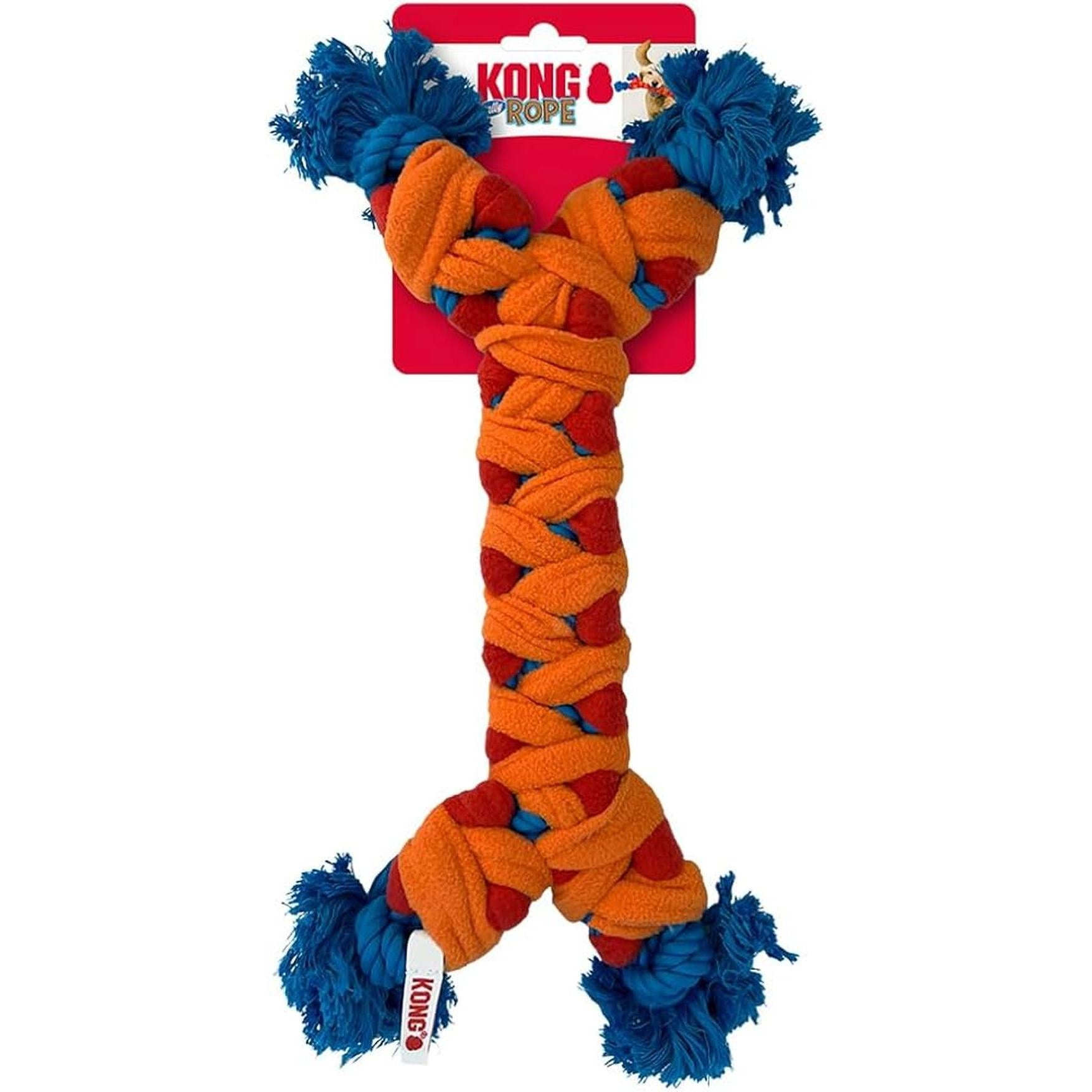 KONG Rope Rally Bone Medium Jouet Interactif pour Chien Corde et Molleton Taille M