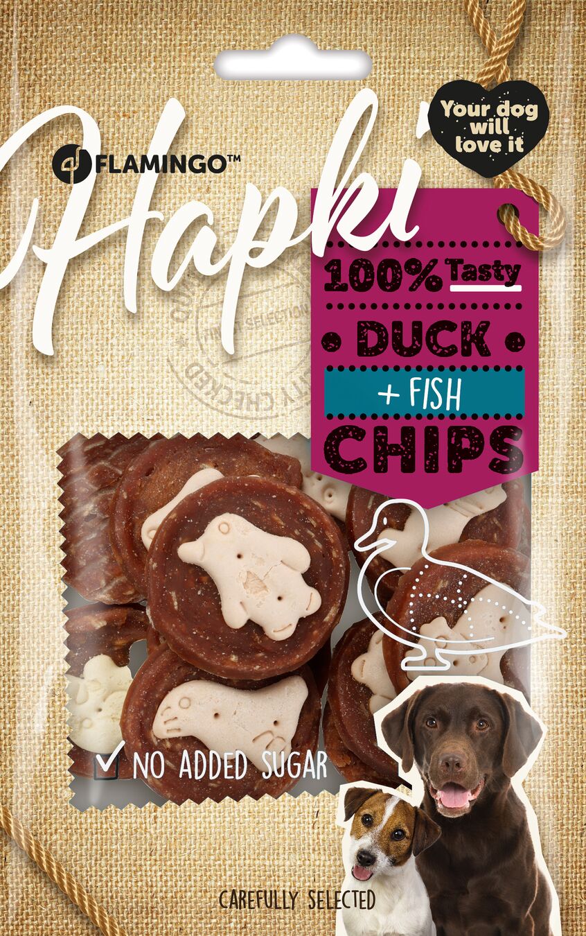 FLAMINGO Hapki Chips biscuit au canard et poisson 85 g