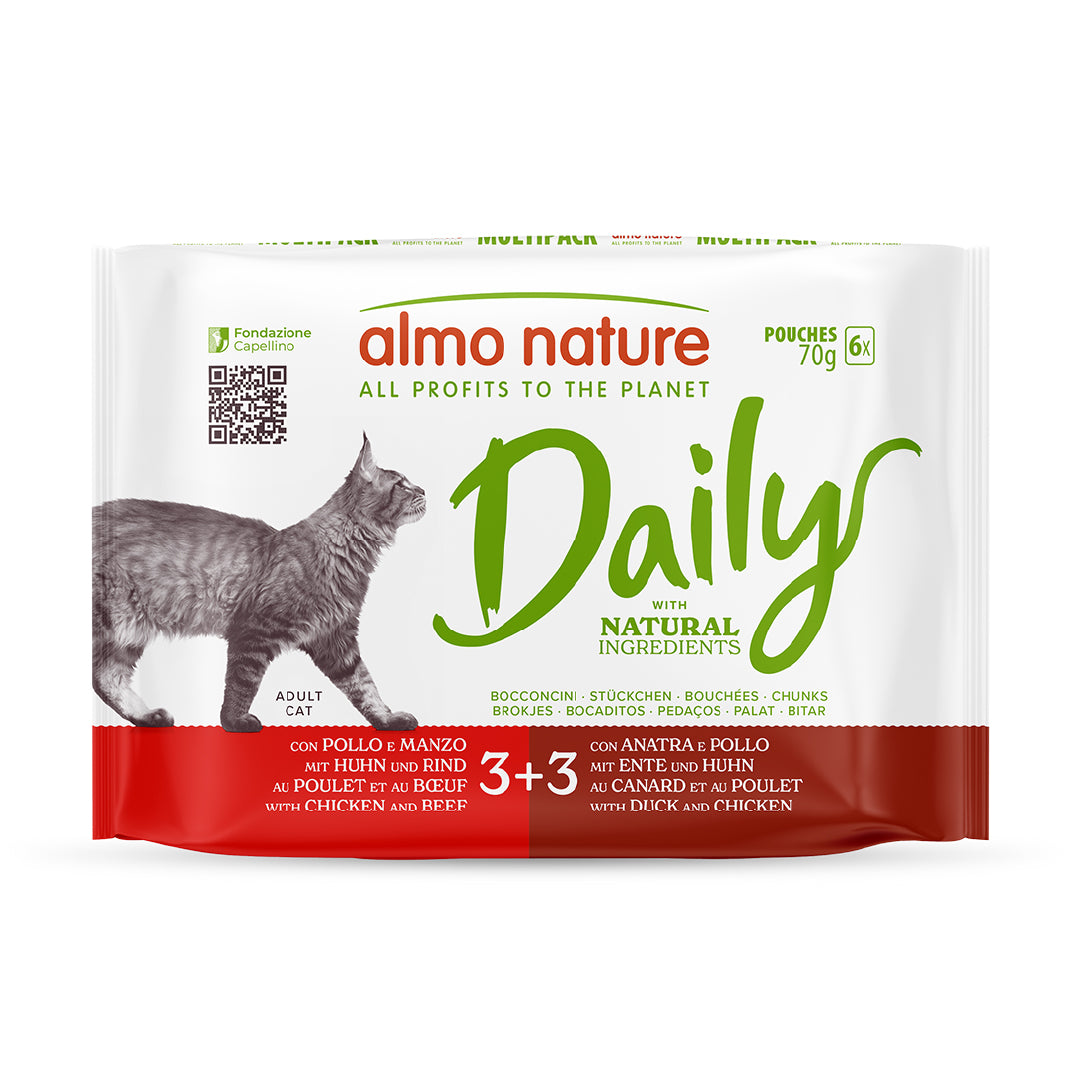 ALMO NATURE Daily Multipack Chat Bœuf Poulet et Canard Poulet 6x70g