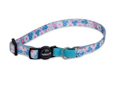 VADIGRAN Collier pour chaton Blanc Fleurs Violettes Réglable 20-30cm x 10mm avec Clochette