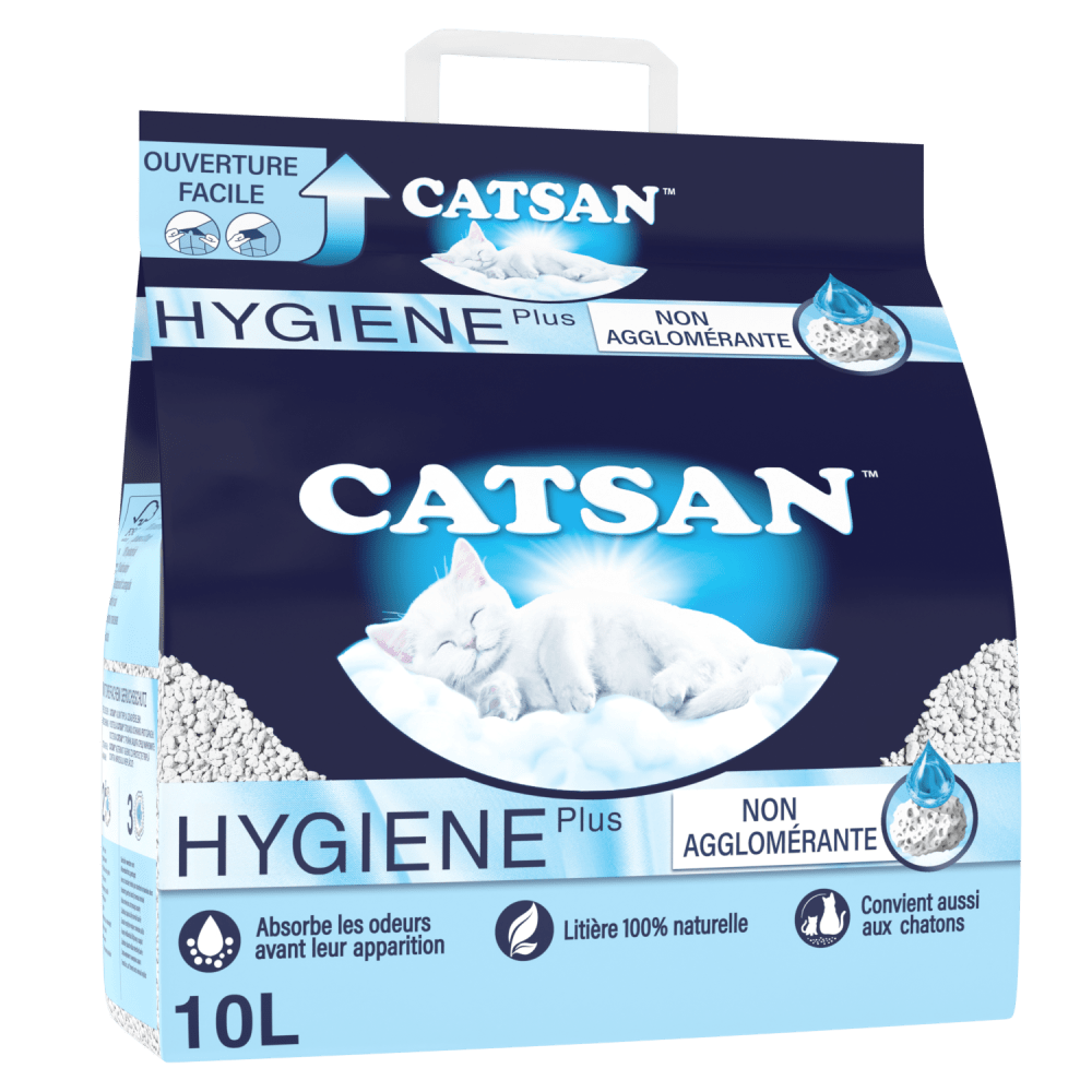CATSAN Hygiene Plus Litière Minérale Non Agglomérante pour Chat 10 L
