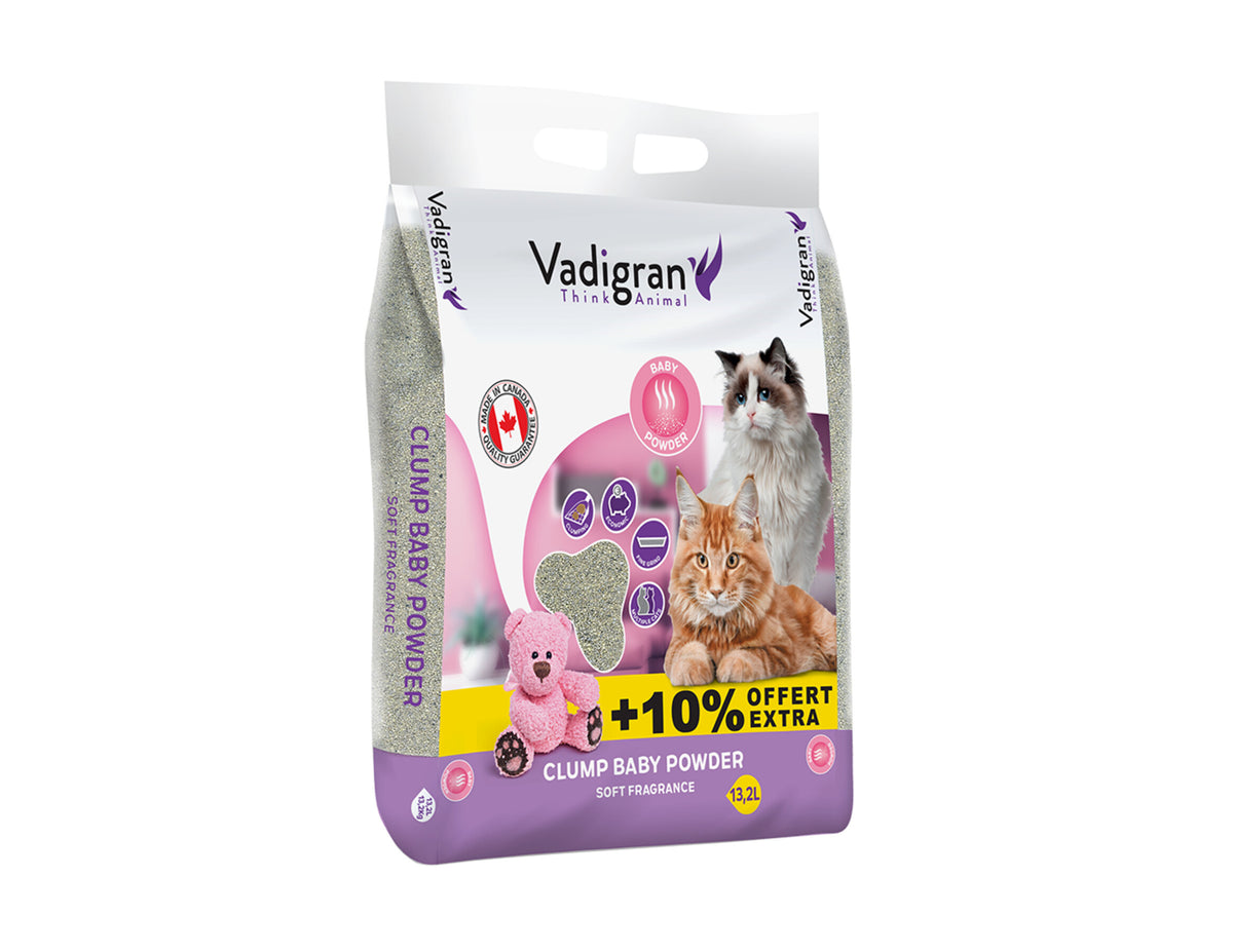 VADIGRAN Litière Agglomérante Chat Bentonite Babypowder (Clump Baby Powder) 13,2 kg