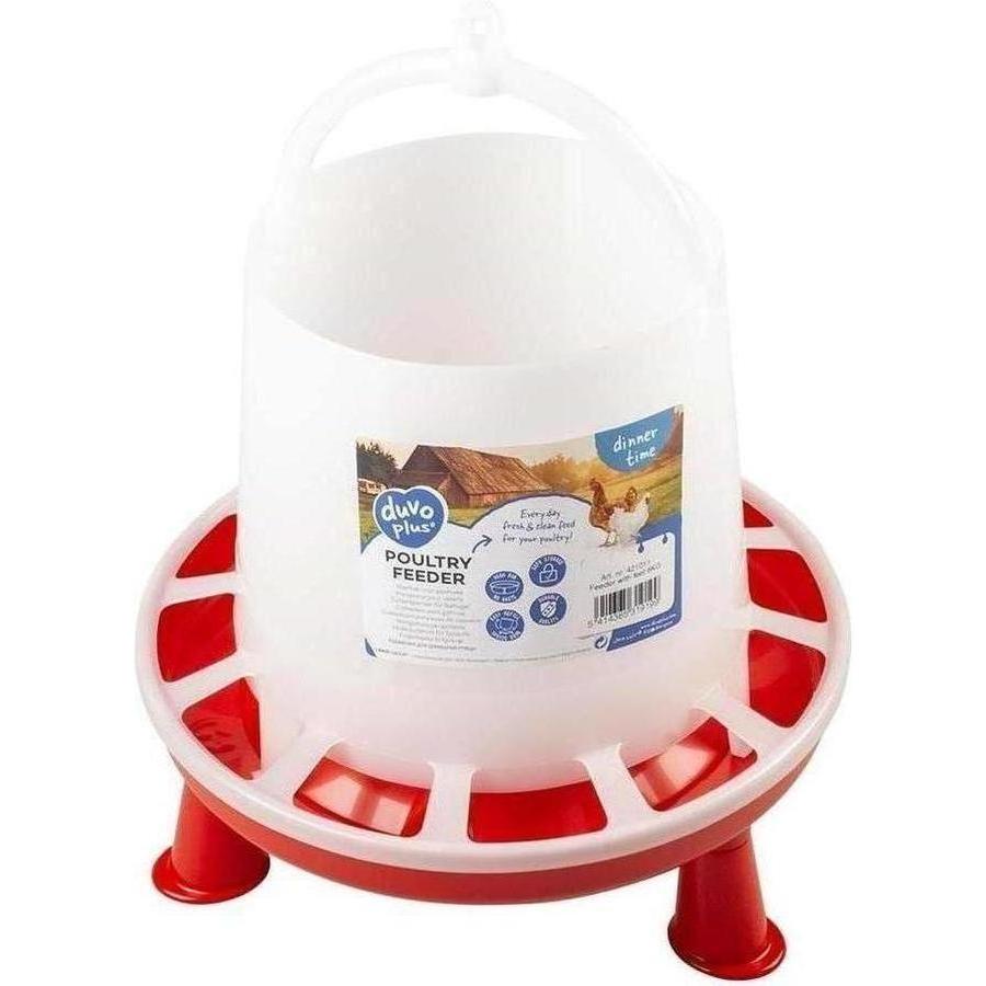 LAROY Mangeoire avec pieds 3Kg Rouge/Noir pour Poules et Volailles