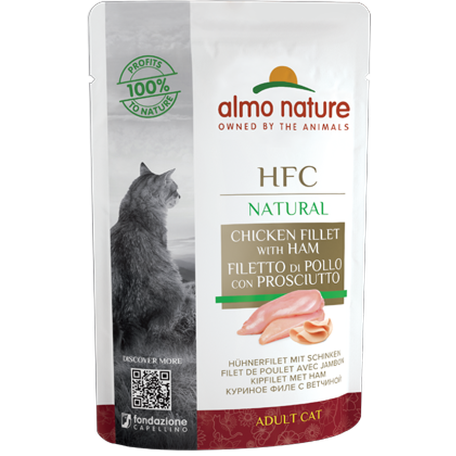 ALMO NATURE HFC Raw Pack Filet de Poulet avec Jambon Pochon 55g