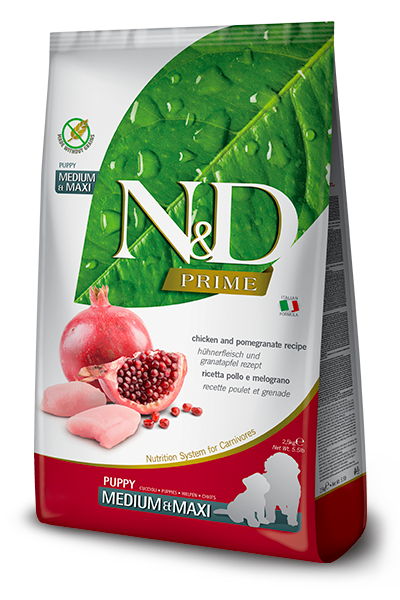 FARMINA N&D Prime Croquettes Sans Céréales Chiot Medium/Maxi Poulet & Grenade 12 kg