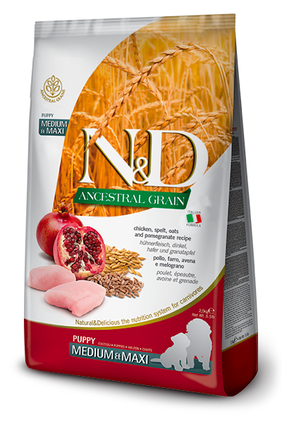 FARMINA N&D Ancestral Grain Croquettes Chiot Medium/Maxi Poulet & Grenade 2,5 kg