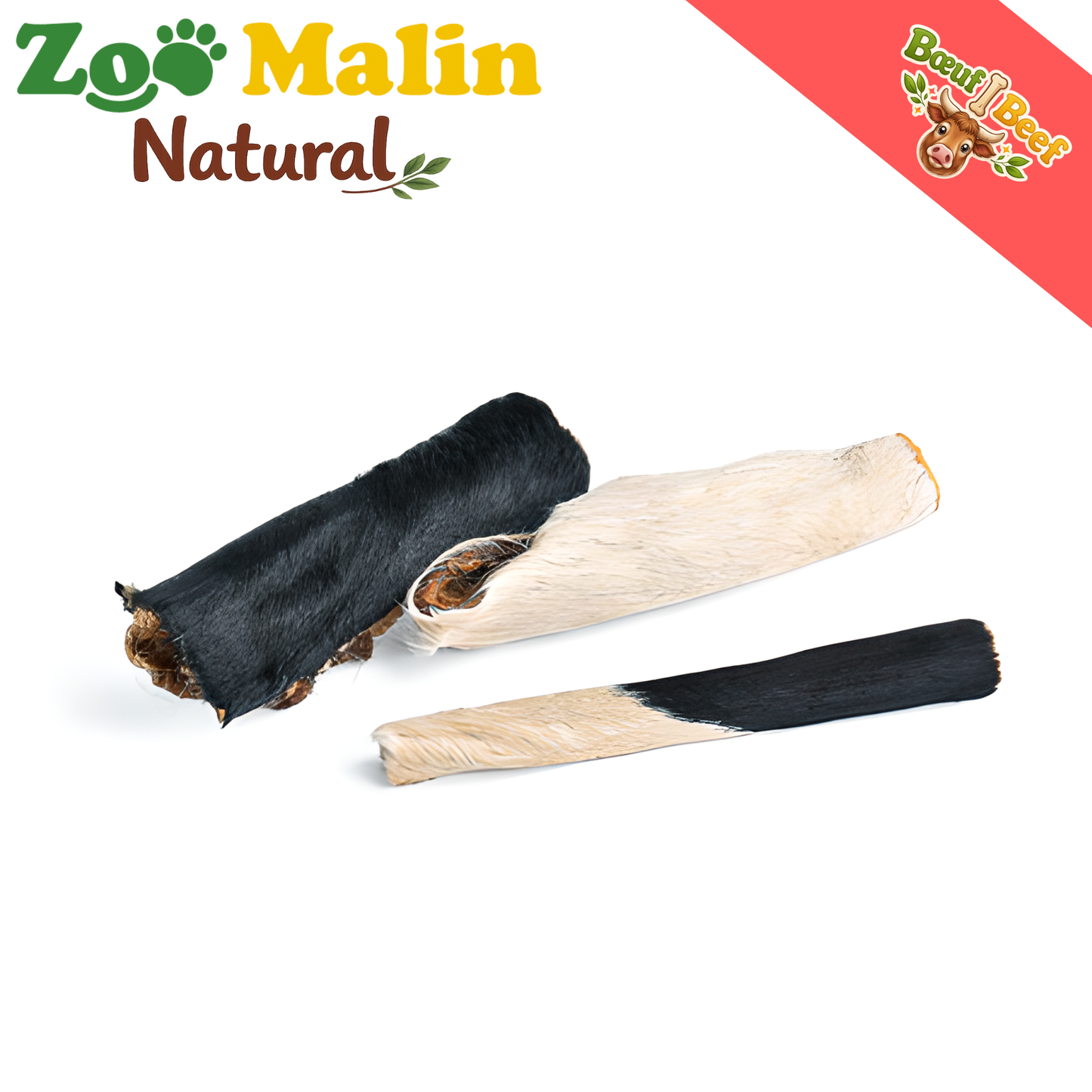 Peau de boeuf avec poils Friandise naturelle Mastication longue durée Chiens