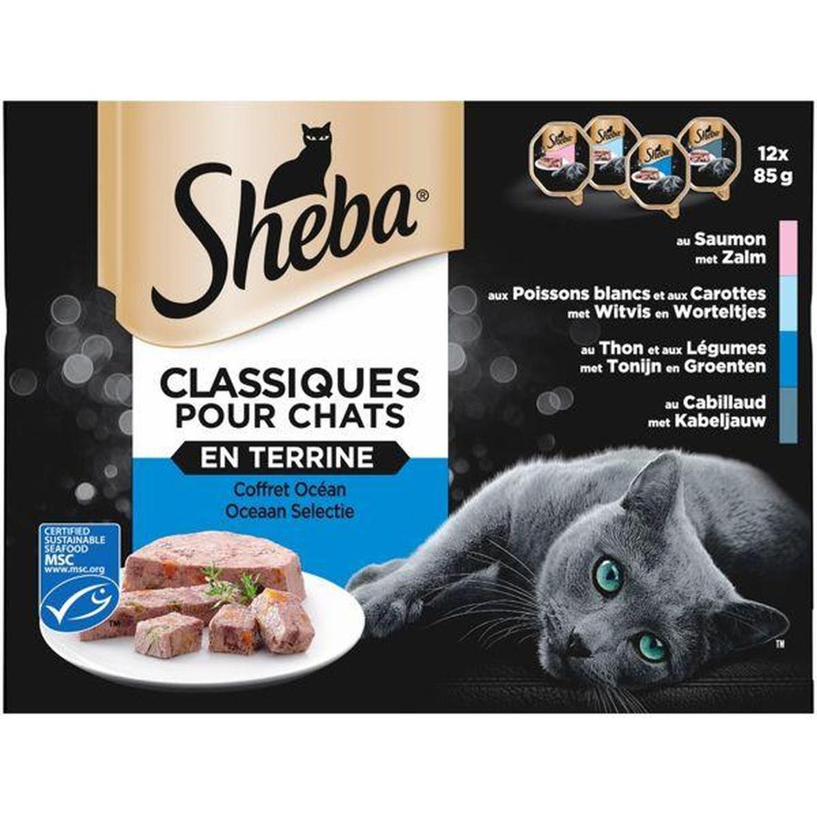 SHEBA Terrine Océan Thon et Fruits de Mer 12x85g