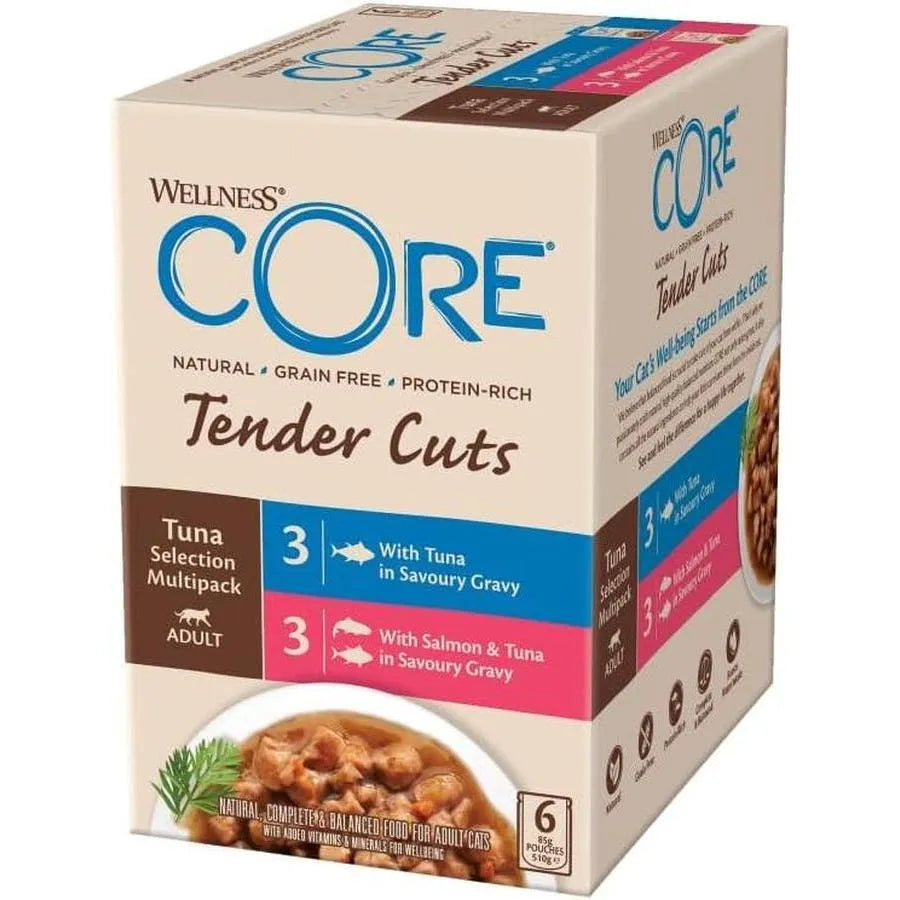 WELLNESS CORE Tender Cuts Nourriture humide pour Chat Sélection de Thon 6x85g