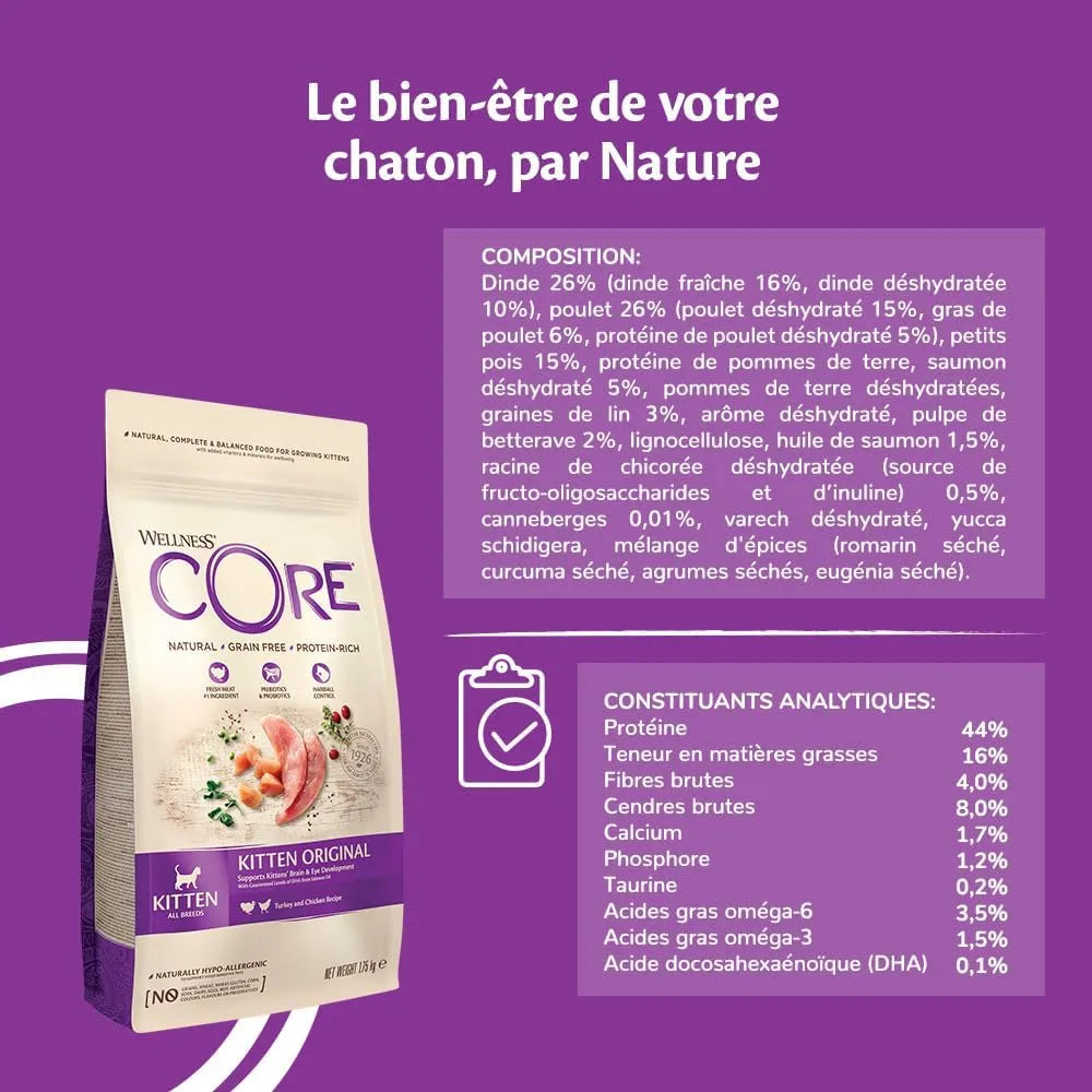 WELLNESS CORE Chaton Croquettes Dinde Poulet 300g