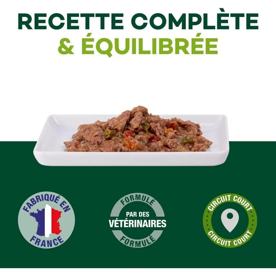EQUILIBRE & INSTINCT Effilés Vitalité Chat Stérilisé au Bœuf, Haricots, Tomates 12x85g