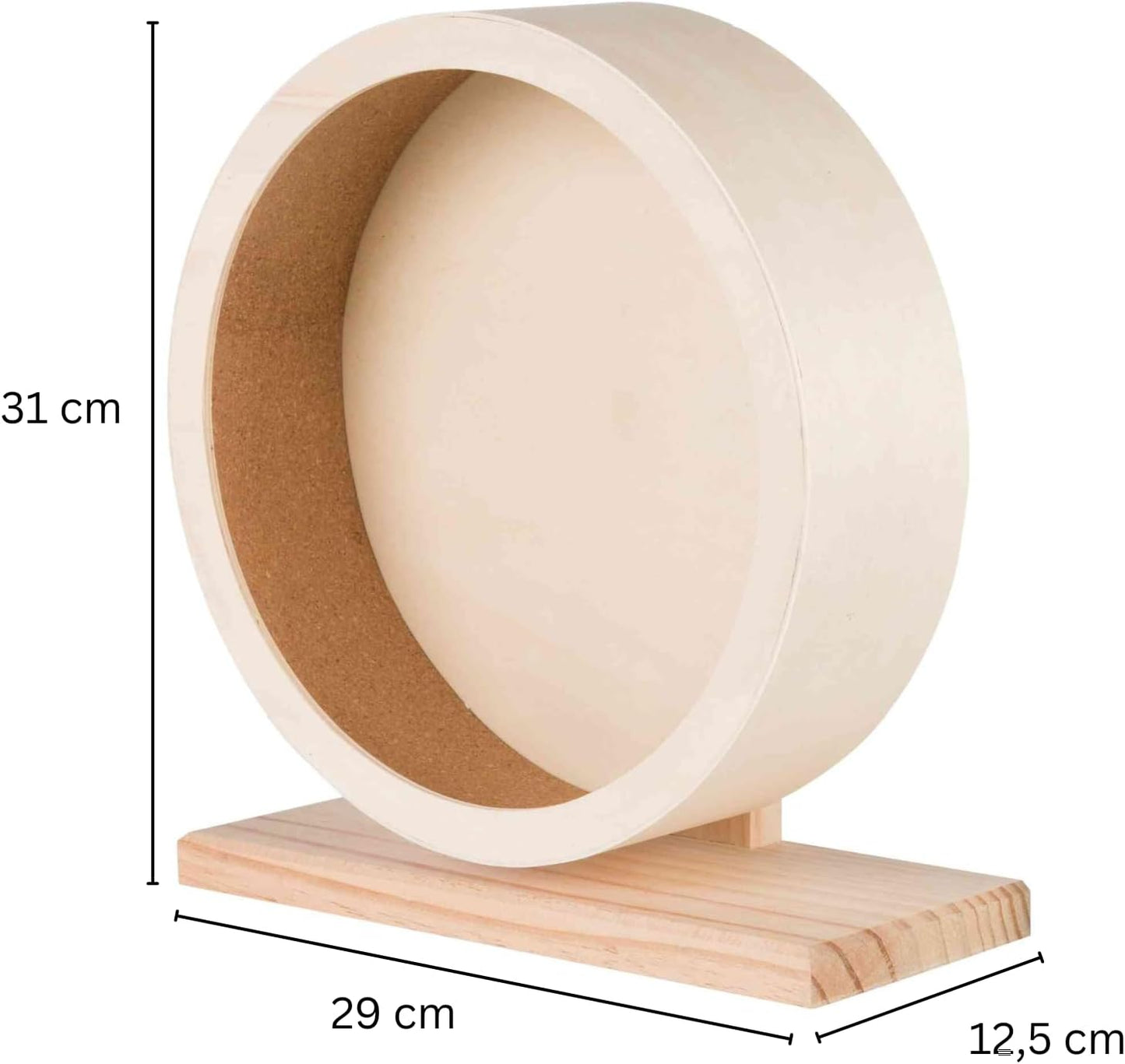 TRIXIE Roue d'exercice pour hamster en bois et liège 28 cm
