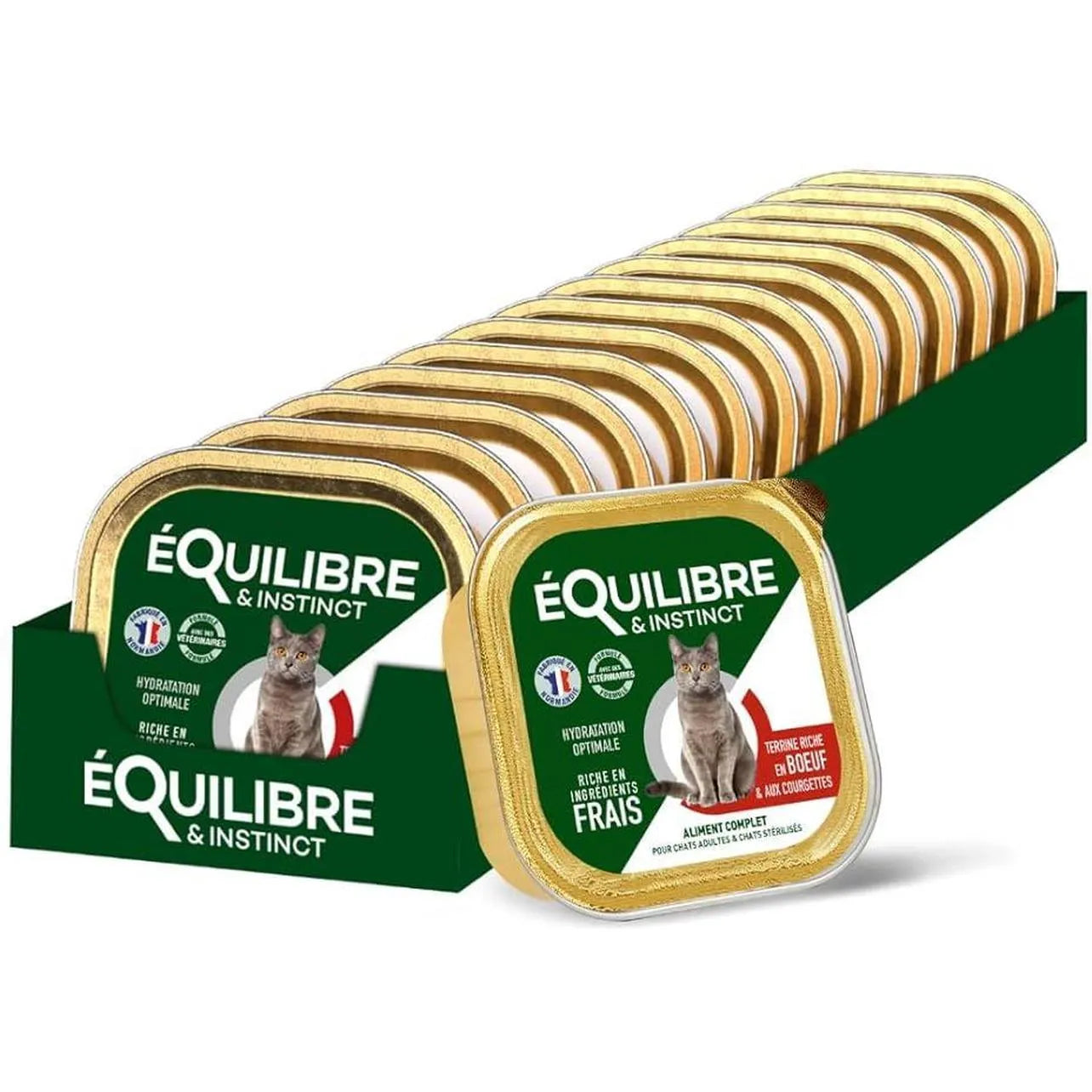 EQUILIBRE & INSTINCT Terrine pour chat stérilisé riche en boeuf & aux courgettes 12x100g