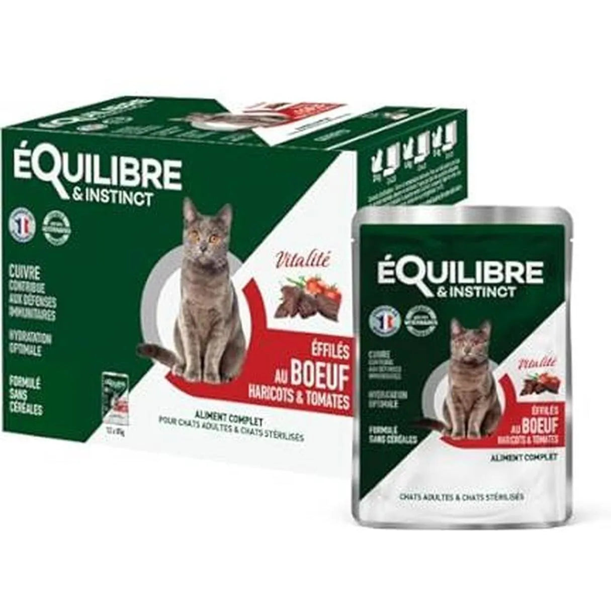 EQUILIBRE & INSTINCT Terrine pour chat stérilisé riche en boeuf & aux courgettes 12x100g