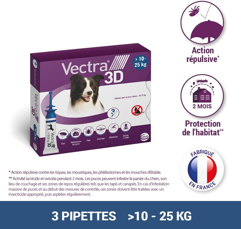 VECTRA 3D Solution Spot-on pour Chiens 10–25 kg 3 pipettes