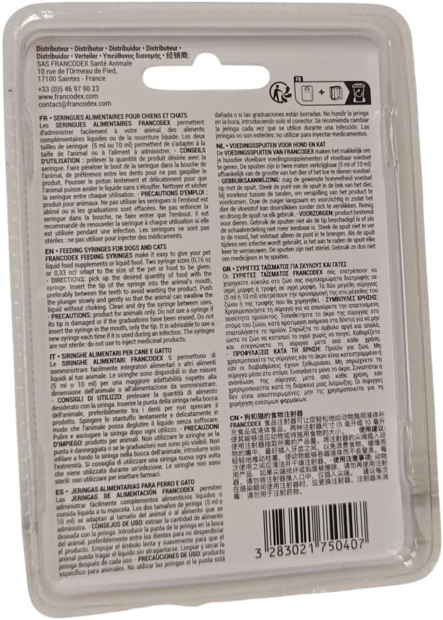 FRANCODEX Seringues Alimentaires 5 ml et 10 ml pour Chiens et Chats