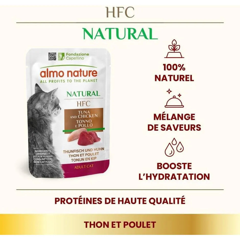 ALMO NATURE HFC Natural Thon et Poulet Pochon 55g (Lot de 24)