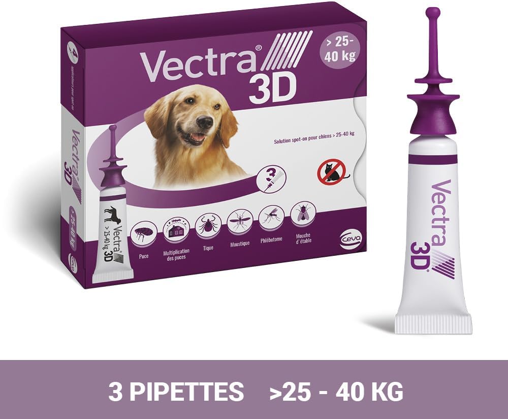 VECTRA 3D Solution Spot-on pour Chiens 25–40 kg 3 pipettes