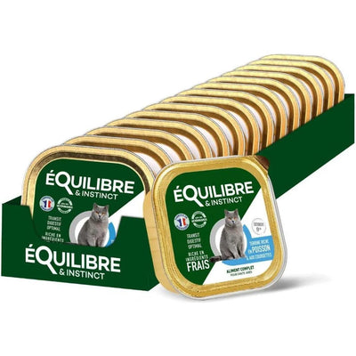 EQUILIBRE & INSTINCT Terrine pour chat âgé riche en saumon & courgettes 14x85g