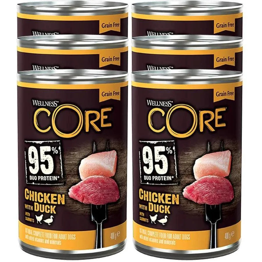 WELLNESS CORE Chien Savoury Medley Nourriture humide Canard Poulet Légumes 6x85g