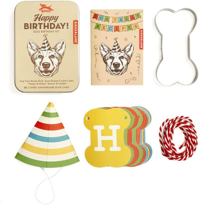 KIKKERLAND Kit d'anniversaire pour chien Happy Birthday Boîte Métallique