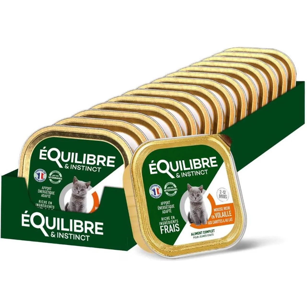EQUILIBRE & INSTINCT Mousse pour jeune chat riche en volaille, carottes & lait 100g