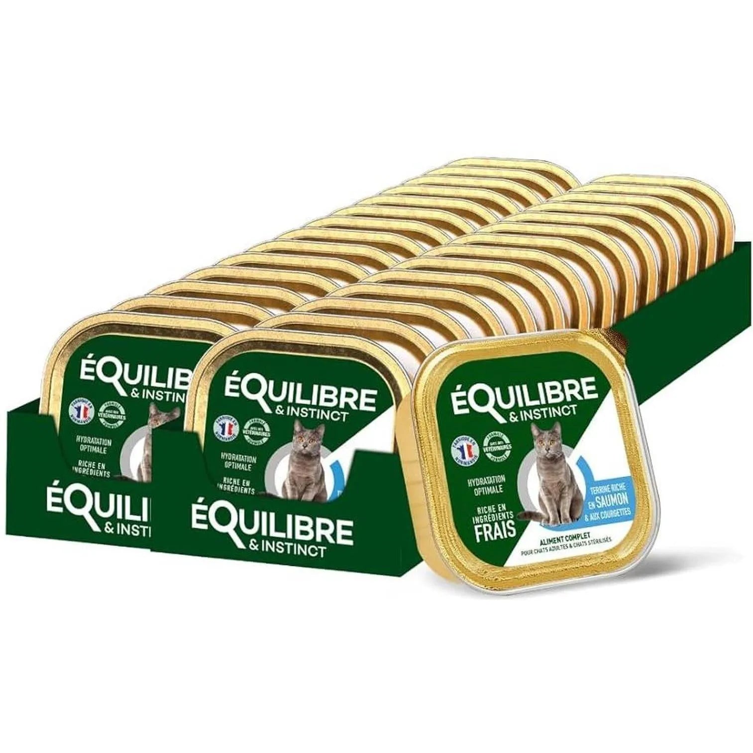 EQUILIBRE & INSTINCT Terrine pour chat stérilisé riche en saumon & aux courgettes 12x100g
