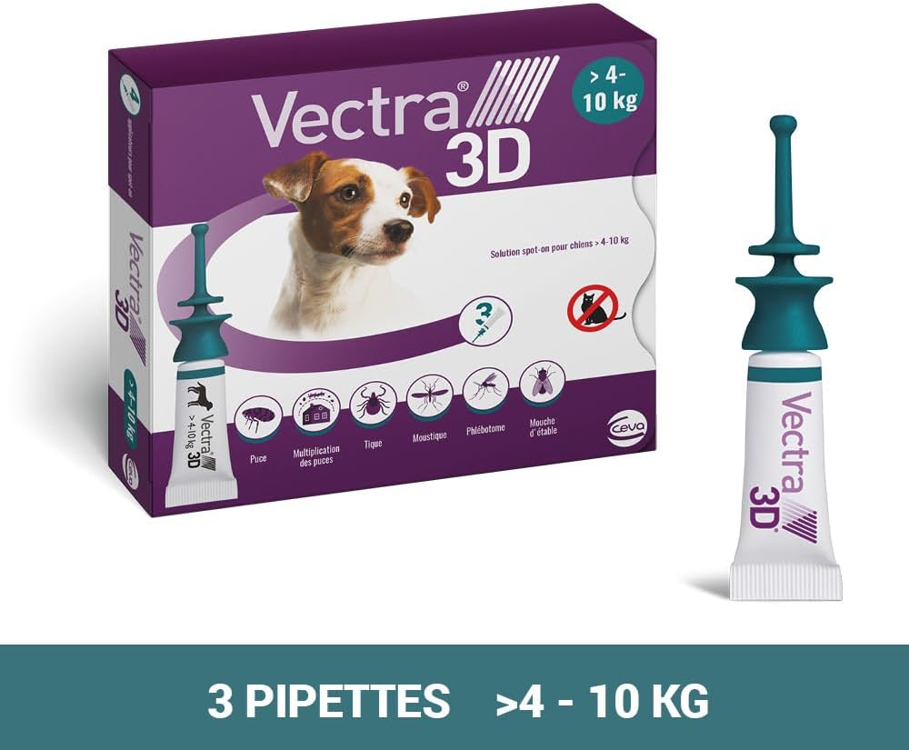 VECTRA 3D Solution Spot-on pour Chiens 4–10 kg 3 pipettes