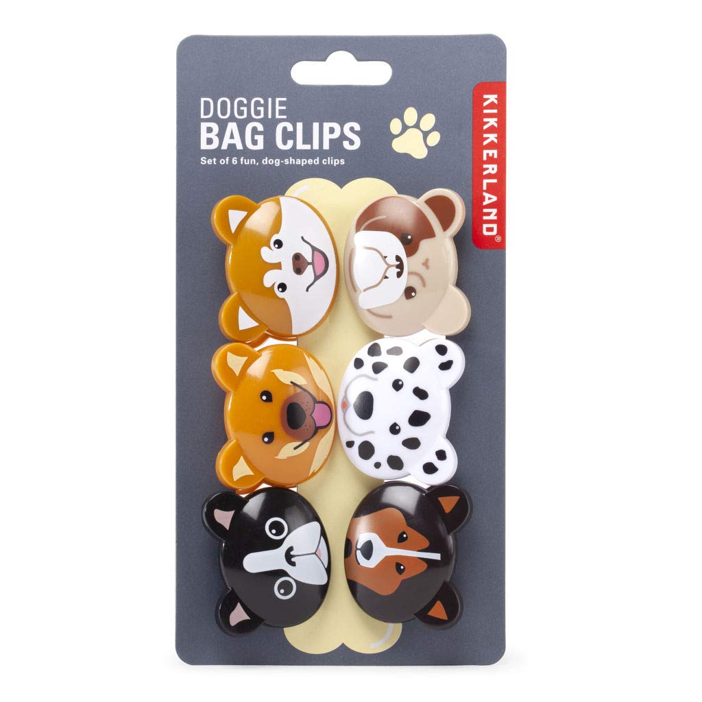 KIKKERLAND Doggie Bag Clips Set de 6 pinces à sachets chiens saucisses