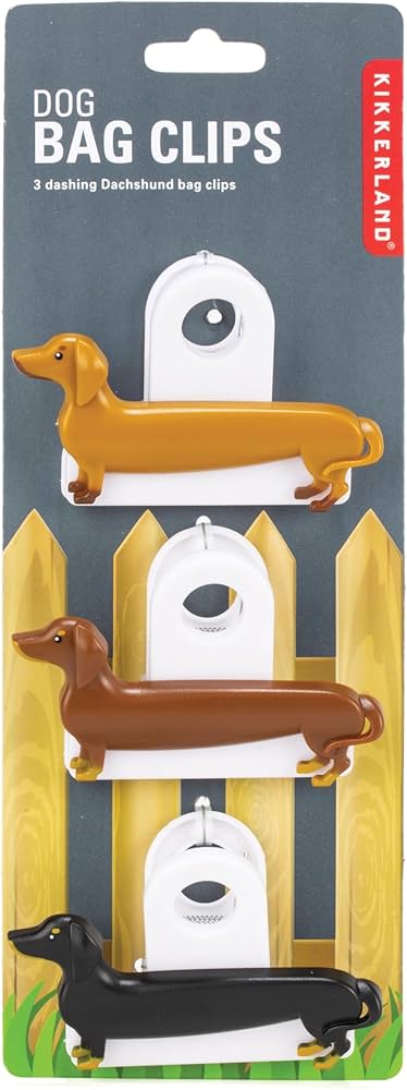 KIKKERLAND DOG BAG CLIP S/3 Lot de 3 Clips pour Sacs Chien Saucisse Plastique Durable