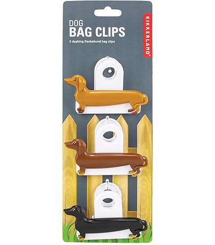 KIKKERLAND Doggie Bag Clips Set de 6 pinces à sachets chiens saucisses