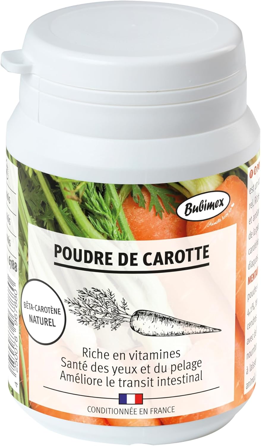 BUBIMEX Poudre de Carotte Complément Alimentaire 100% Naturel Chiens et Chats 60g