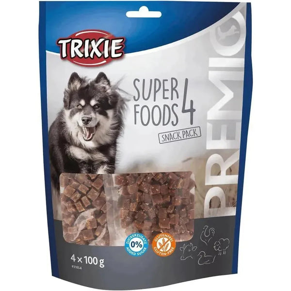 TRIXIE Premio 4 Superfoods Poulet, Canard, Bœuf, Agneau 4 × 100 g