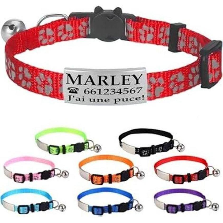 MON AMI LUKI Collier Feutrine Pompon et Grelot Chat Rouge/Noir/Rose