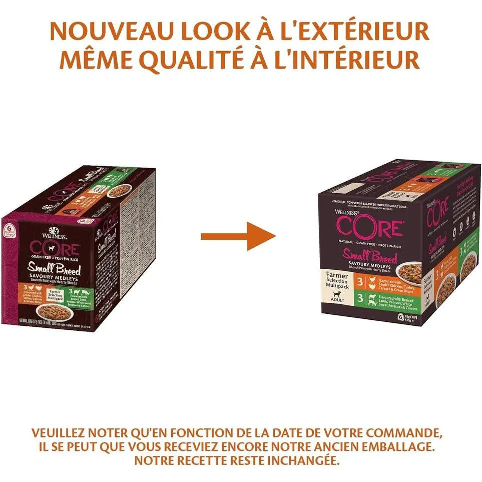 WELLNESS CORE Savoury Medleys Small Breed Farmer Selection 6x85g