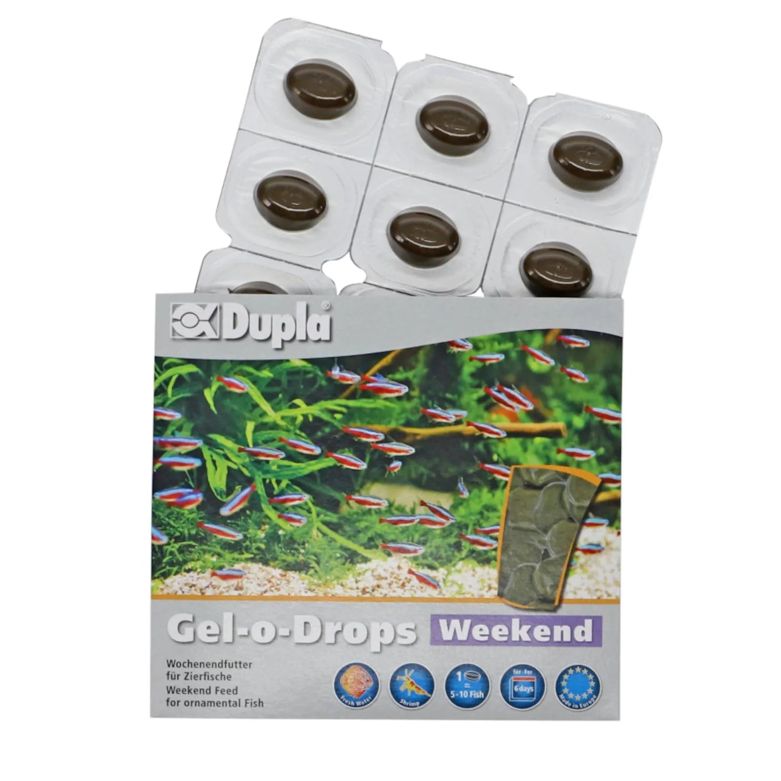 HOBBY-DOSHE AQUARISTIK Dupla Gel-o-Drops Weekend Nourriture en gel pour poissons tropicaux 12x2g