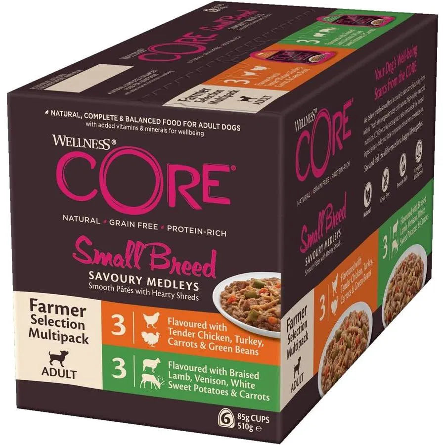 WELLNESS CORE Savoury Medleys Small Breed Farmer Selection 6x85g