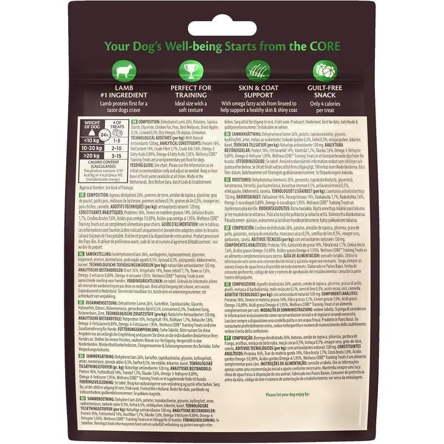 WELLNESS CORE Training Treats Agneau & Pommes Friandises Moelleuses pour Chien 170g