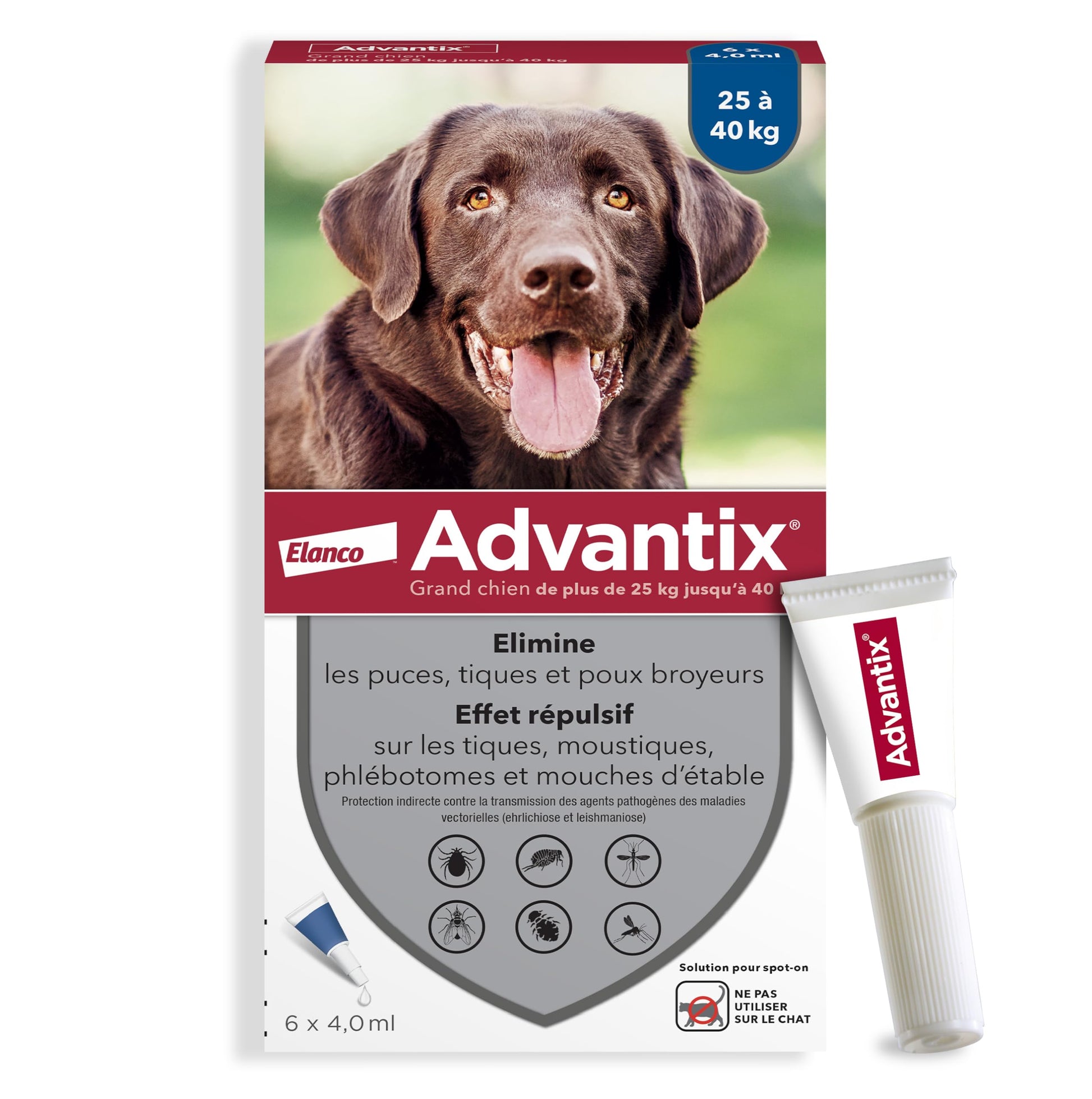 BAYER Advantix Pipettes Antiparasitaires Chien 25-40 kg 4x4 ml