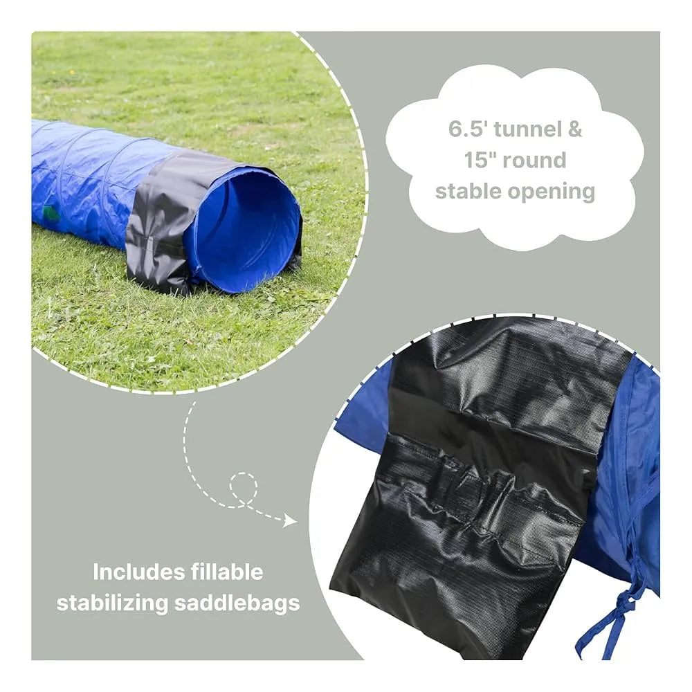 TRIXIE Mini Tunnel Fun Agility Ø 40 cm x 2 m Bleu